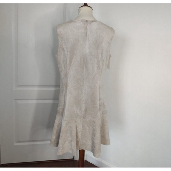 BCBGMAXAZRIA Dress Faux Suede  M Tan Adelene Sheath Sleeveless - Picture 9 of 12